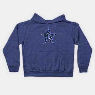 Blue Leopard Spots Print Pattern Kids Hoodie